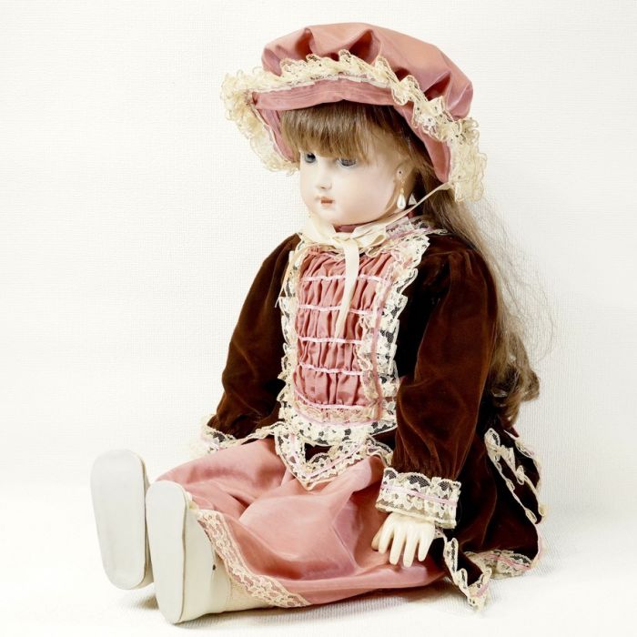 イギリス ビスクドール 西洋人形 Sheer elegance工房 テートジュモーのリプロダクション ベベドール ペーパーウェイトアイ 高さ77㎝  ATN