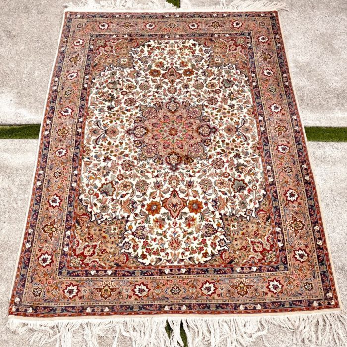 ペルシャ手織絨毯 1980年代 イスファハン シャーアッバスエスリム コルクウール ドザールサイズ 草木染