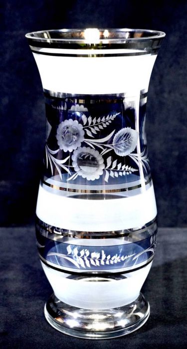 ボヘミアクリスタル 花瓶　Ｈ30.6㎝　チェコスロバキア製　専用ケース付き