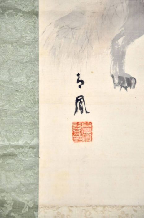 買い店舗旧家より 望月金鳳「跳ね馬」絹本 細密描画 古い掛け軸 掛軸 日本画 中国美術 日本の明治時代に活躍した四条派画家 花鳥、鳥獣