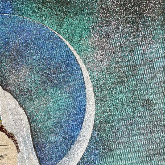 日本特販全世界を魅了するコスモアート 十二代 藤林徳扇 「白衣観音」 金・プラチナ・ダイヤモンドを用いた神々しく美しい逸品 幅37㎝ 高さ46㎝ 人物、菩薩
