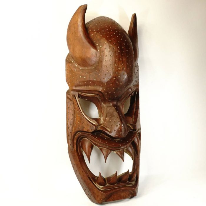 Vintage Philippine one-sword carving object Wood carving mask Wall-mounted  surface of the Filipino mythical dragon