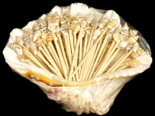 ビンテージフィリピン製貝の爪楊枝未開封品天然貝を使った素敵なピックセットエステートセールHKT