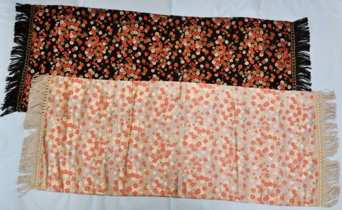 Showa Vintage Kyoto Nishijin Kawashima Textile Table Center "Futatsuya" Unused item set of 2! Estate sale from the old house storehouse