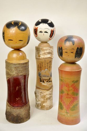 Traditional craft creation Kokeshi Naruko system / Akinori Ito and 3 other items together Height 38-45cm Cracked estate sale! (IKT)