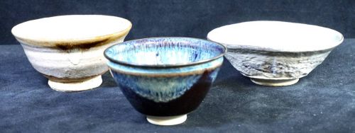 Vintage tea set Shino ware Hagi ware Kyo ware Flat tea bowl 3-piece set Estate sale! KYK