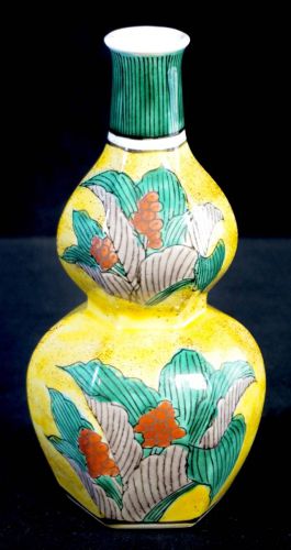 Sold out! Showa Vintage Kutani Ware Blue Hand Kutani Kakufuku Single Flower Vase Flower Vase Estate Sale IJS