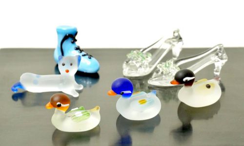 Sold out! Nostalgic showa festival memory series! miniature glass work glass shoes duck cat estate sale YNK