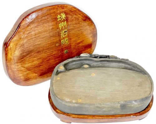 50% off! Chinese antiques, Chinese antiques, Tankei inkstones, eye pillars, stone eyes, calligraphy tools, tree crest open carving decorations are wonderful gems! With wooden box 1.3kg (main unit only) NMN