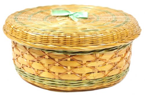 Sold out! Showa retro bamboo tea basket The hand-knitted taste is wonderful! Diameter 24cm Height 11cm Easy to use size! Estate Sale MSK