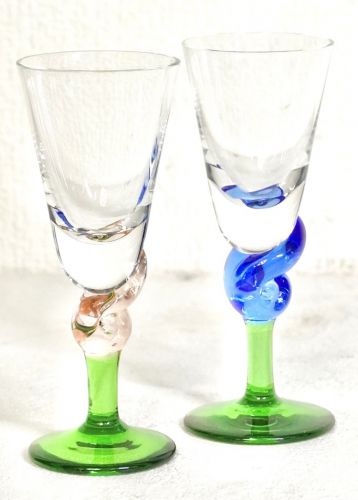 Sold out! Vintage crystal liqueur glass 2 customer set Pair Color crystal The color and shape of the stem are wonderful! AYS