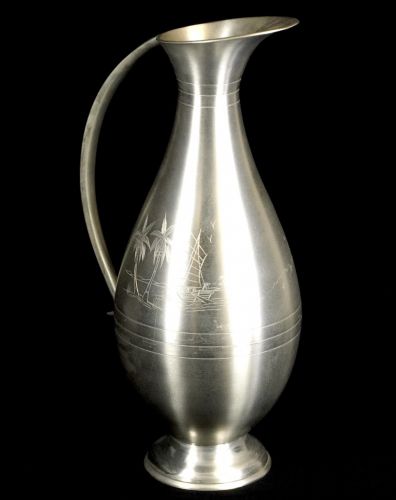 Vintage Malaysia PENANG PEWTER Penang pewter jug/vase width 13cm height 26.5cm estate sale SHM