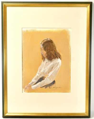 Kosaku Hayashi Figure Painting Pastel Painting No. 6 Framed Item (No Front Glass) Width 50.5 cm Height 66 cm Estate Sale HYK