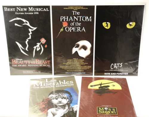 Masterpiece Theater/Musical Poster 5 Piece Set Beauty and the Beast/The Phantom of the Opera/CATS Les Miserables/Miss Saigon Height 52cm Superb Condition YKT