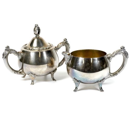 50% off! Vintage 1950s-1960s Made in USA ONEIDA Silver Plated Creamer and Sugar Pot Set of 2 Estate Sale ATN