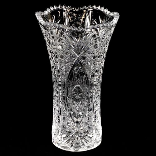 Showa Retro Vintage Crystal Flower Base Pressed Glass Diameter 13cm Height 21.5cm Easy to use size! SHM
