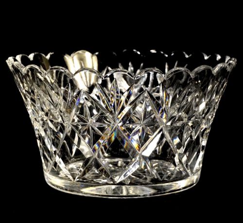 チェコスロバキア ボヘミアクリスタルガラス ハンドカットボウル 直径21㎝ 重さ1.76kg 高級感、重厚感のある輝き、重みのある逸品 MYK