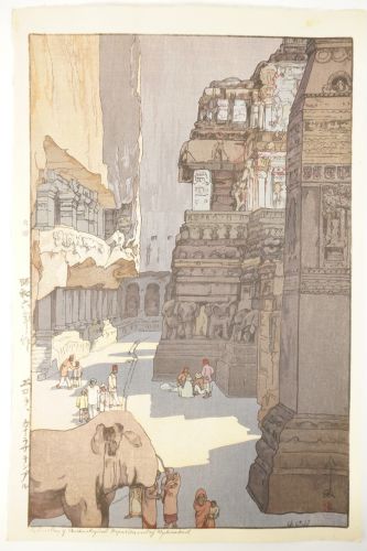 Hiroshi Yoshida, a printmaker who fascinated the world, 1931, 1931 "Ellora Kaila Satinpur" India and Southeast Asia Woodblock print Self-printing Size 37.6 cm x 24.6 cm MYK