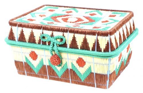 昭和レトロ　ハンドメイドボックス 1960年代　手作り感たっぷり味わい箱 使いやすい直径30cm！ SHT