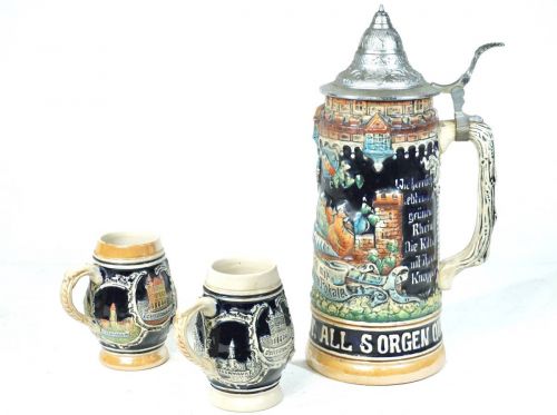 Sold out! Vintage authentic German-made beer mug 3-piece set with tin lid Vintage taste Great just to decorate! FABs