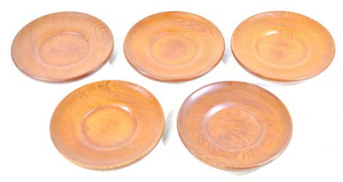 Sold out special price! Showa vintage wooden tea saucer 5 pieces. Estate Sale HKE