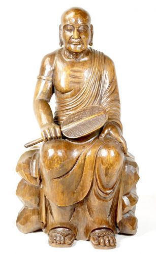 50% off! Historical one-sword carved Shakyamuni statue Founder of Buddhism Height 46cm! A wonderful piece carved from a single log! Estate Sale KNA