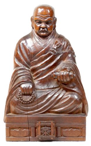Sold out! Historical one-sword carved statue, Buddhist monk, lucky charm, diameter 9 cm.