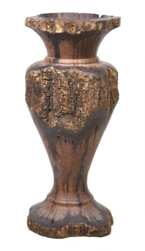 Showa vintage wood carving flower vase taste interior vase vase vase width 8cm x height 18cm estate sale! MYK