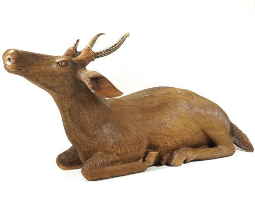 30% off! Vintage Ittobori Deer Statue Wooden Object Width 77cm Depth 22cm Height 39cm Fine carving is wonderful and exquisite like the real thing! ATN