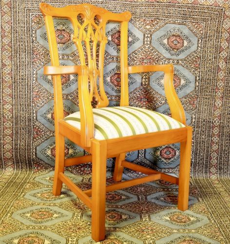 50% off! Italian Furniture Hand Carved Dining Chair Green Stripe Fabric Craftsmanship Delicate Sculpture Frame ATN