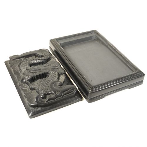 Sold out! Chinese antique Chinese antique finely carved dragon inkstone Calligraphy tool Width 17cm Depth 26cm Weight 5.2kg Powerful dragon crest is a wonderful gem! HYK