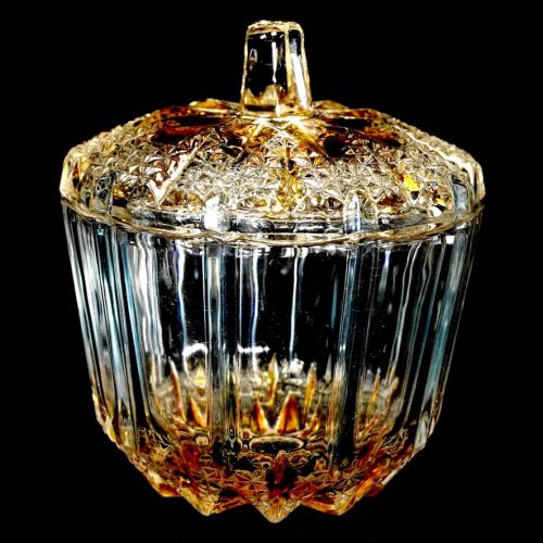 Vintage glass pot as a jewelry box, accessory case, candy pot diameter 9 cm height 10.5 cm IHK