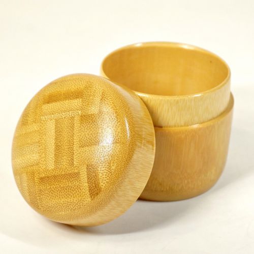 Showa vintage bamboo jujube marquetry lacquer art tea utensils tea container diameter 6.5 cm height 6 cm The marquetry pattern is beautiful! Estate Sale NNM
