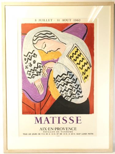 1960 Henri Matisse "Dream" Lithograph poster Made by Murlot Studio Size 15 Framed item Width 66.5 cm Height 90 cm Exhibition in 1960 YKT