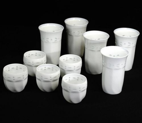 Showa Vintage Arita Ware Masayuki Kiln Firefly Hand White Porcelain Ingredients Sake cups and tea cups 5 customers each Sake and Sencha ware Diameter 5 / 5.5 cm Height 4.5 / 8.5 cm HHT