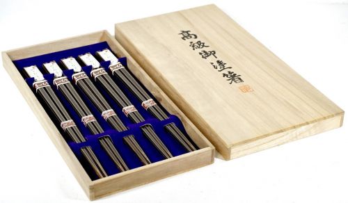 50% OFF! Showa vintage Wakasa lacquer high-grade lacquer chopsticks 5 sets Motoki lacquer art Overcoated box Unused dead stock Estate sale HKT