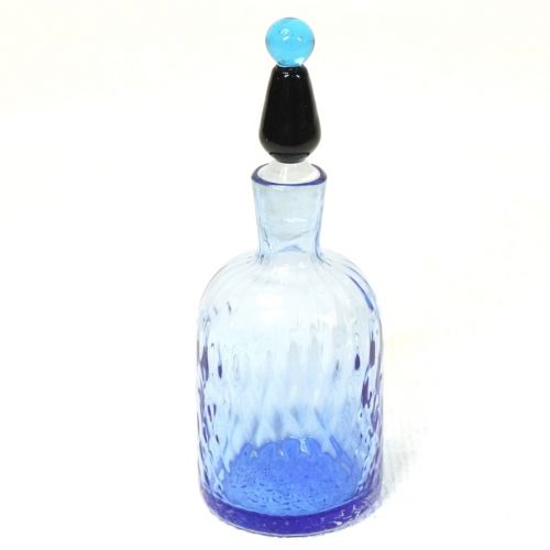 50% off! Vintage Large Perfume Bottle Blue Glass Perfume Bottle It's a tasteful small bottle Diameter 5cm Height 14cm Estate sale ATN