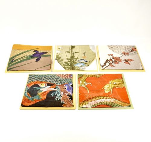 Showa Vintage Hokusai Museum Hokusaikan Hokusai Handkerchief 100% Cotton Set of 5 Unused Individually Packed Estate Sale HMK