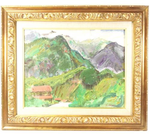 Kosaku Hayashi Oil Painting Mountain Landscape Painting Size 6 Painting Art Framed Product Width 59cm Height 50cm Estate Sale HYK
