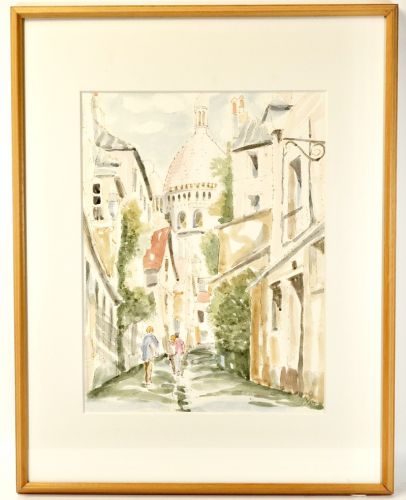 Sold out! Vintage Watercolor European Townscape Landscape Painting Size 5 Painting Art Framed Item Width 41,5 cm Height 54 cm Estate Sale HYK