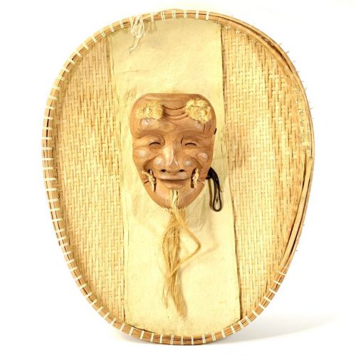 Sold out! Early Showa era wood carving Okino mask Decorative frame Taste of the period Interior items Estate sale! IKT