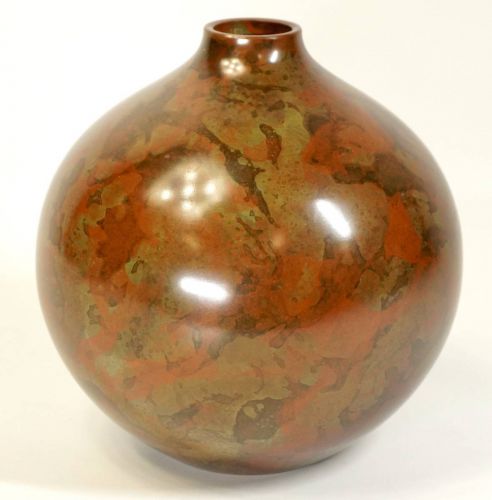 Showa vintage Takaoka copperware Nitten sculpture artist Sotaro Saegusa product Vase Original box Unused dead stock Diameter 14 cm Height 14.5 cm MYK