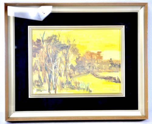 Sold out! Vintage oil painting Landscape painting Kobayashi Inscribed painting No. 4 size The color used based on yellow is wonderful! Estate Sale IJS
