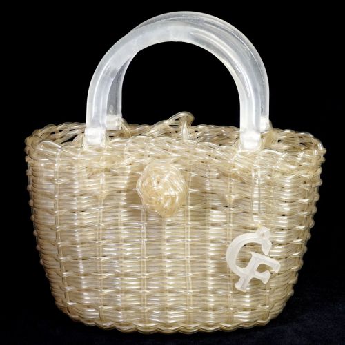 50% off! Basket bag PP bag Vinyl braided handbag Width 28 cm Height 29 cm Robust with vinyl Easy to use ATN