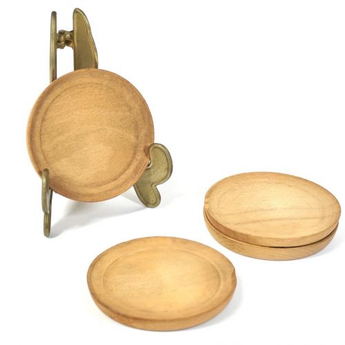Sold out! Showa vintage wooden small plate 4 customers as a teacup, individual plate, coaster The dry taste is wonderful! Diameter 8cm ATN
