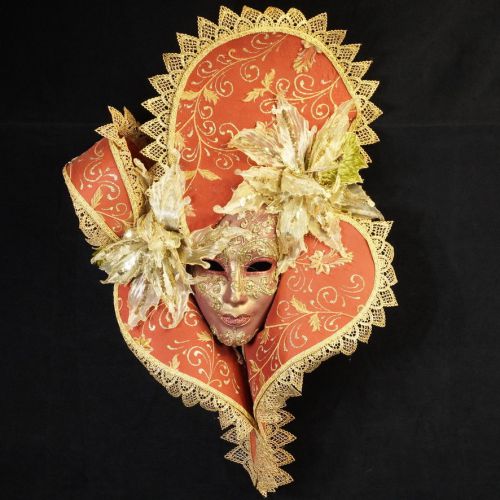 Authentic Italian Burano Island Venetian Mask Masquera Volto Full Mask Mask/Wall Object Width 40cm Depth 12cm Height 62cm MNK