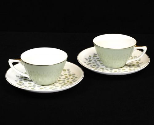 Toyo Toki Current TOTO Cup & Saucer Plate Combined Pair 1960's Modern Design, Slightly Dull and Exquisite Pale Green is Fashionable! HHTMore