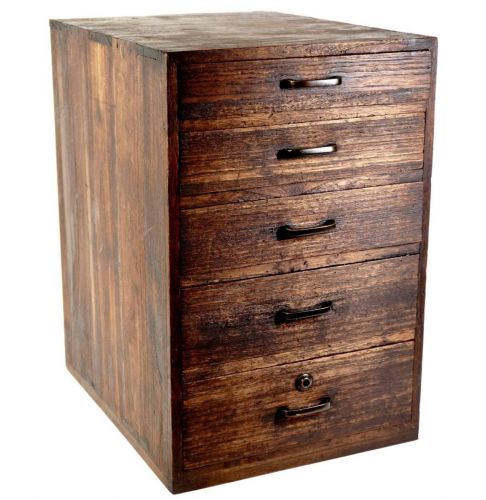 Meiji-Taisho period Small chest of drawers 5-drawer Old folk implement Document storage Width 24 cm Depth 30 cm Height 36 cm Withered taste and wood grain expression Beautiful dresser TK