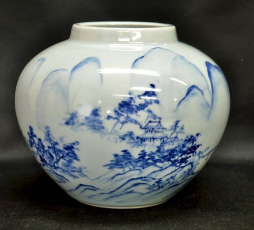 Sold out special price! Showa Vintage Inscription Dyed Shanshui Flower Vase Estate Sale! MYM