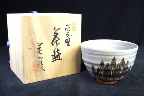 Sold out special price! Seto Yutaka Kiln Miyama Toen III by Terada Miyama 1991 Ashino Theme "Forest" Tea bowl Matcha tea bowl Tea utensils Estate sale KNN